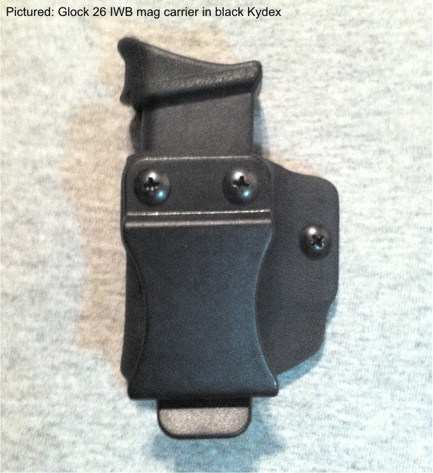 Glock 26 IWB mag holder in black Kydex