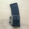AR15 mag holder in FDE (fall) back side, showing Tek-Lok (R)