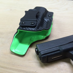 Two tone zombie green and black carbon fiber IWB holster