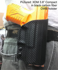 Springfield Armory XDS in black carbon fiber Kydex OWB holster