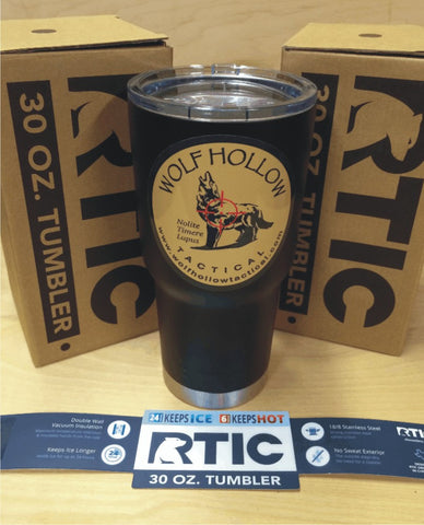 RTIC 30 oz. Tumbler matte black with Wolf Hollow Tactical logo